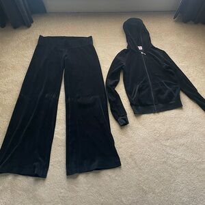 Vintage Juicy Couture Black Velour Track Suit - Hoodie and Pants